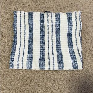 White and blue striped Rue21 tube top